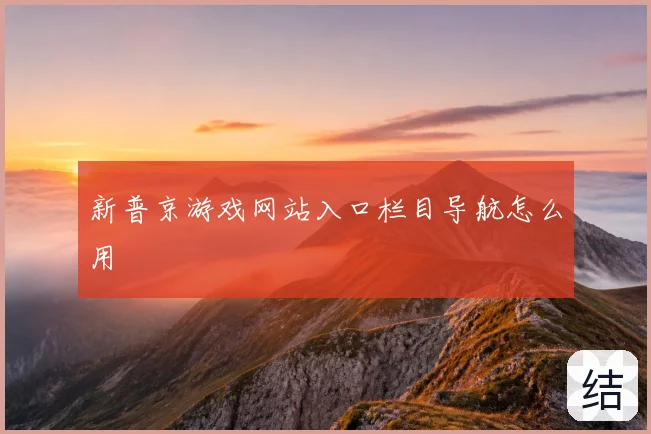 新普京游戏网站入口栏目导航怎么用